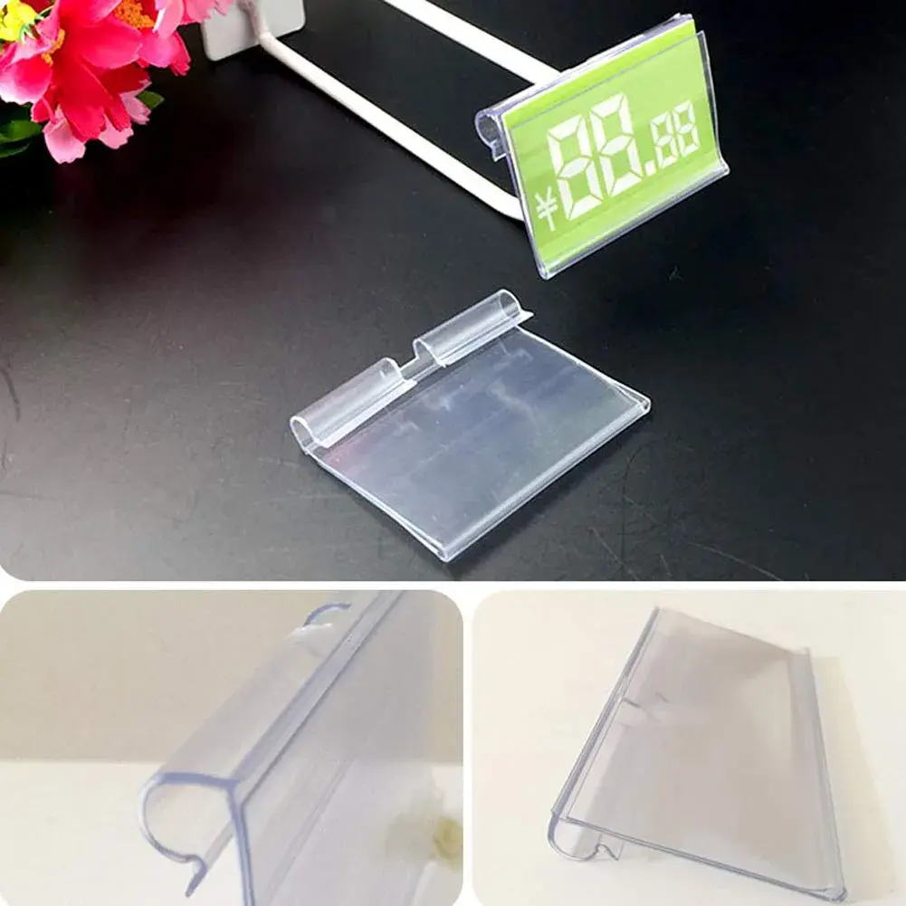 mollensiuer Clear Plastic Wire Shelf Price Label Holder 100-Pack | Fits Wire < 1/4 Inch - view 6