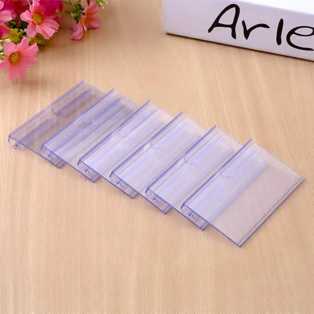 mollensiuer Clear Plastic Wire Shelf Price Label Holder 100-Pack | Fits Wire < 1/4 Inch - view 3