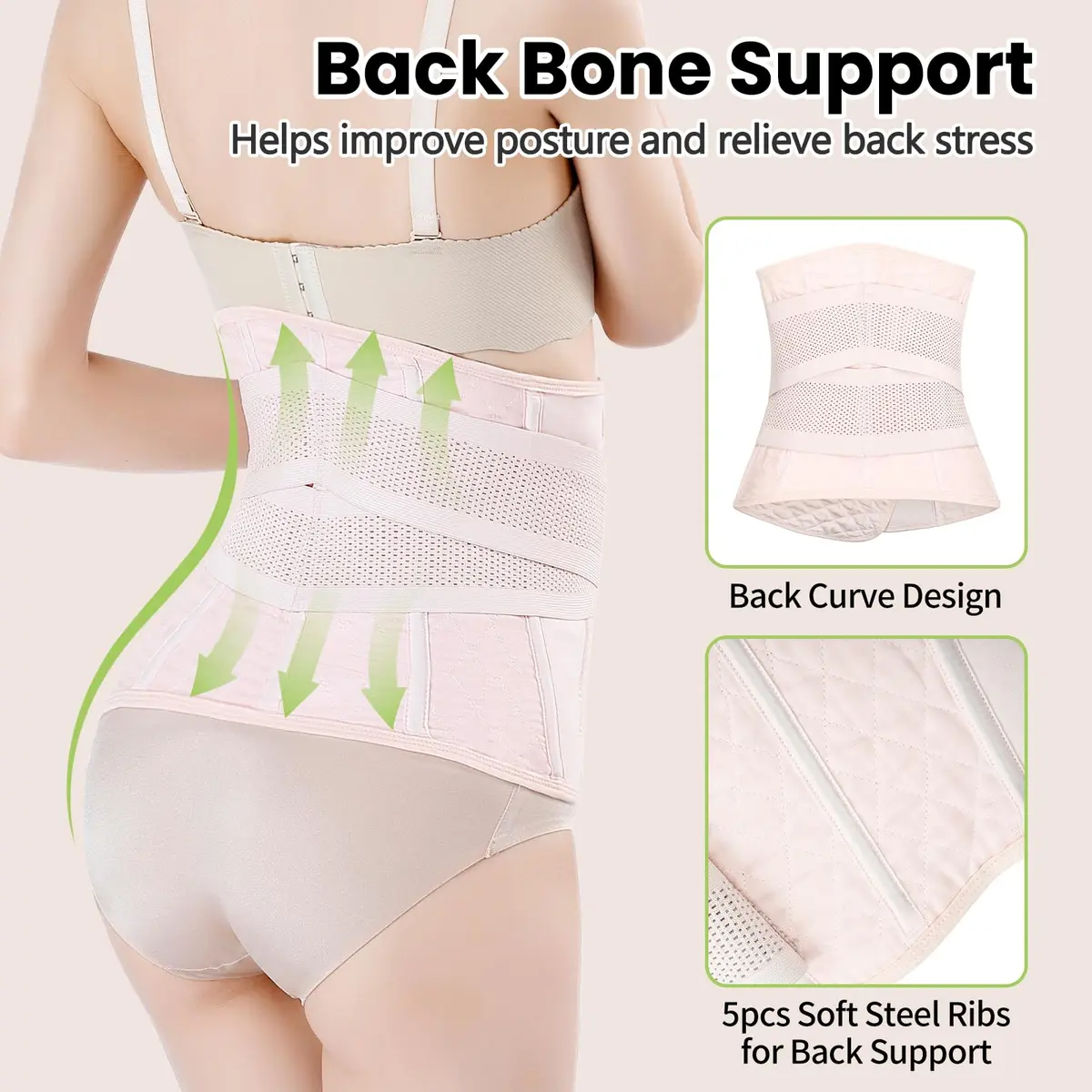 Gepoetry Postpartum Belly Band C-Section Recovery Belt Pink L | Supports Abdomen & Back - view 6