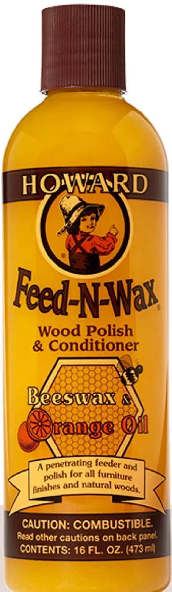 Howard Feed-N-Wax Wood Polish & Conditioner, Orange Scent, 16 fl oz (96 fl oz Total) | Cleans, Conditions, and Protects Wood Surfaces - view 2