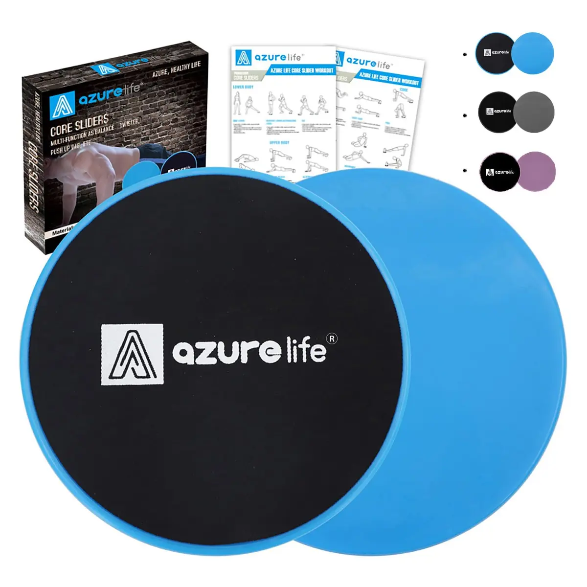 A AZURELIFE Exercise Core Sliders 7 inch Dual Sided Portable for Core & Ab Workouts - main product image