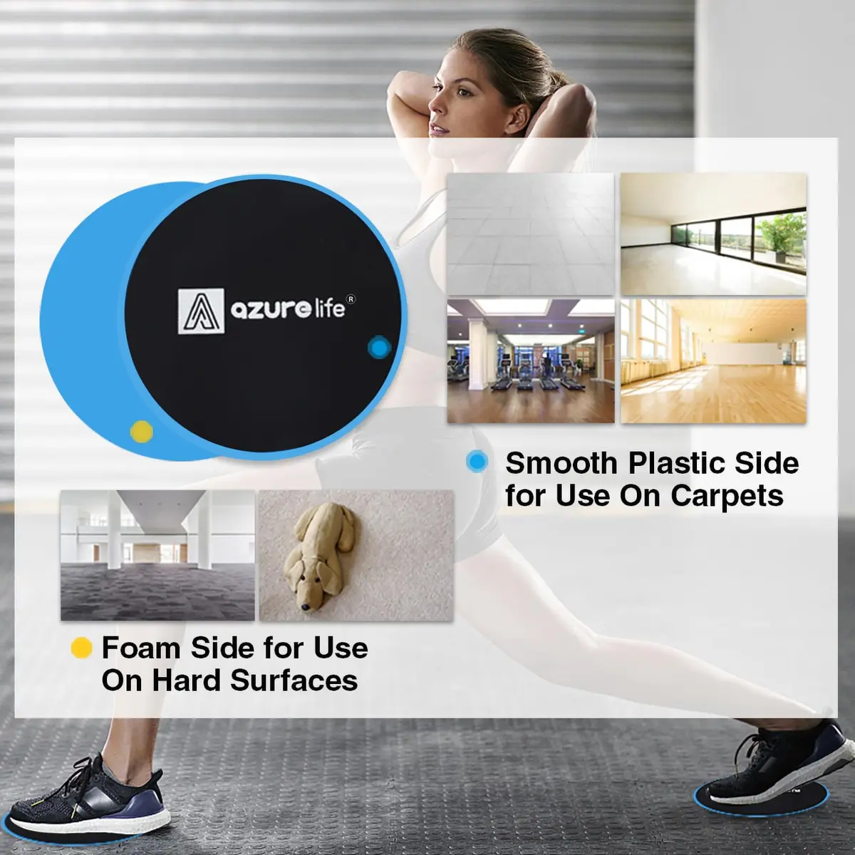 A AZURELIFE Exercise Core Sliders 7 inch Dual Sided Portable for Core & Ab Workouts - view 2