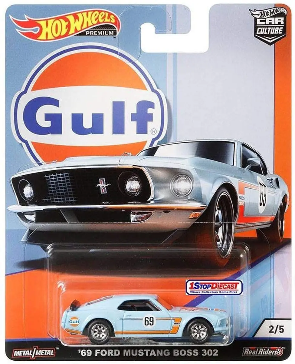 Hot Wheels Car Culture Gulf Oil Series 2/5 - '69 Ford Mustang Boss 302 | Collectible 1:64 Scale Toy - main product image