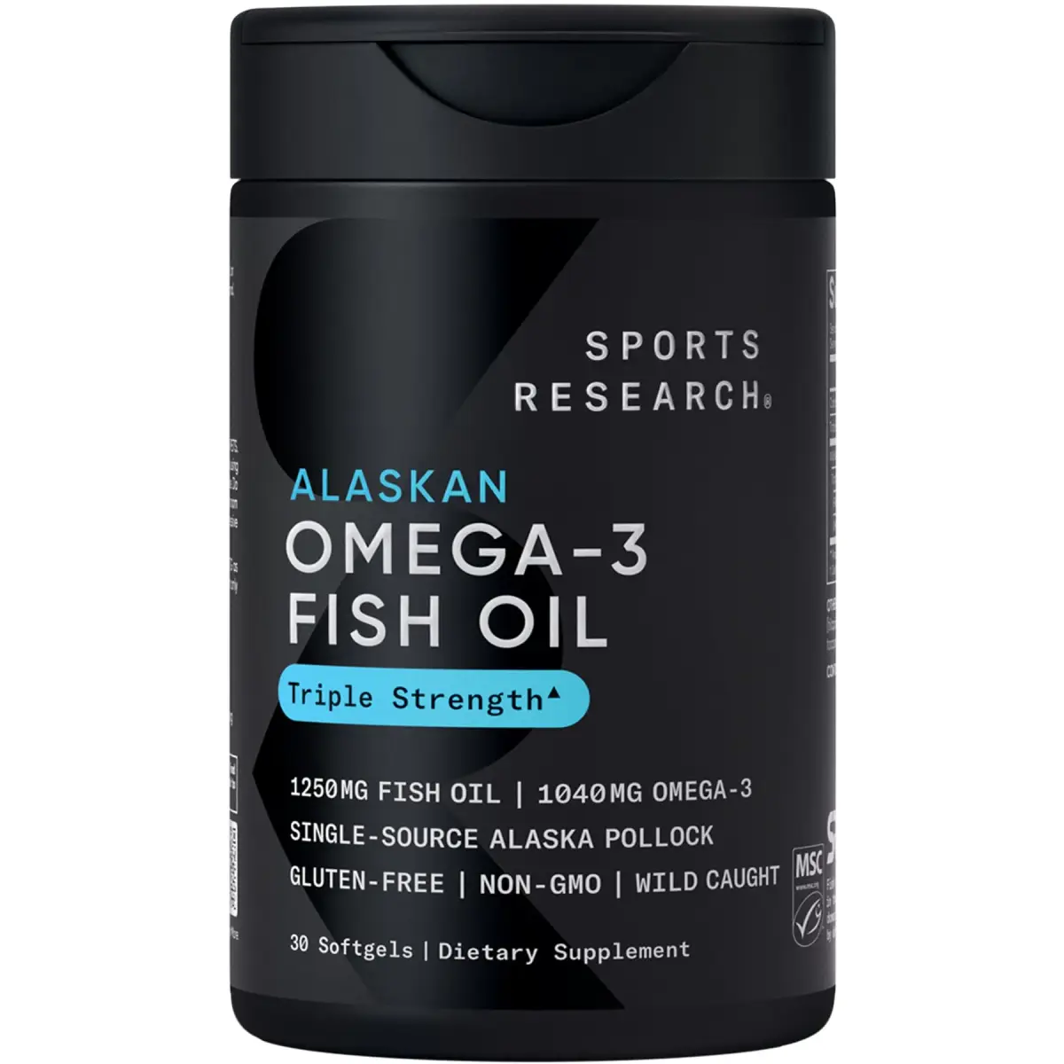 Sports Research Omega-3 Fish Oil 1250mg 30 Count | Triple Strength EPA DHA for Heart Health - main product image