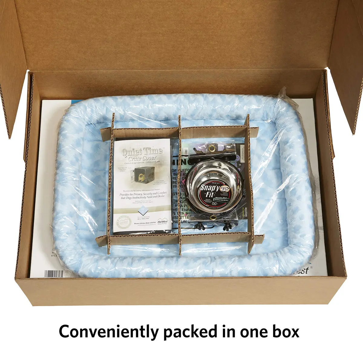 MidWest Homes for Pets Blue Fashion iCrate Starter Kit, 24-inch Dog Crate Bundle for Small Dogs | All-in-One Puppy Care Set - view 3