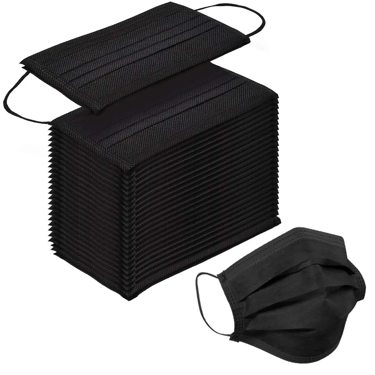 SOOQOO 3-Ply Black Disposable Face Masks 100 Count | Filter Protection Masks for Unisex Adults - main product image