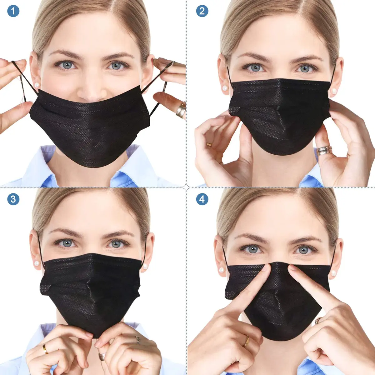SOOQOO 3-Ply Black Disposable Face Masks 100 Count | Filter Protection Masks for Unisex Adults - view 7
