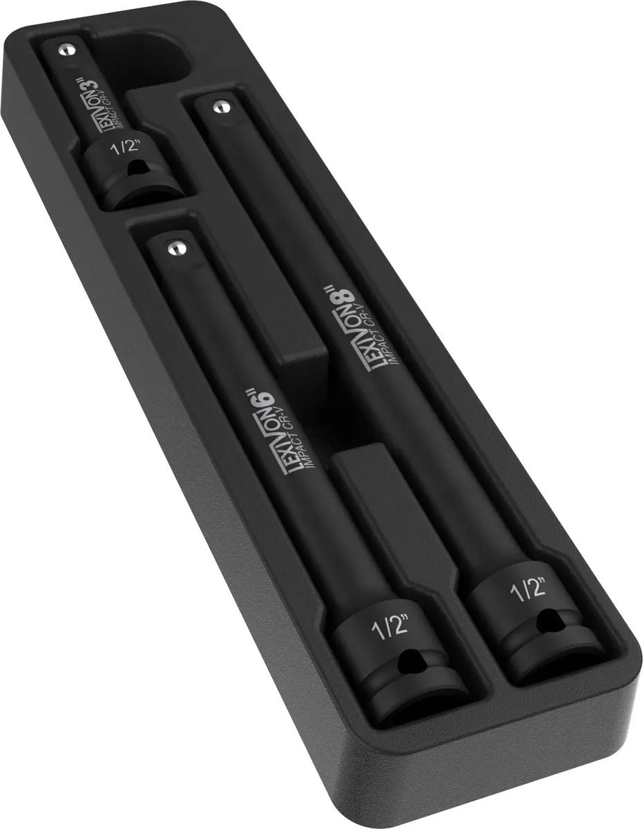LEXIVON 1/2" Drive Impact Driver Extension Bar Set 3-Piece 3" 6" & 8" Long | Hardened Chrome Vanadium Steel - view 2