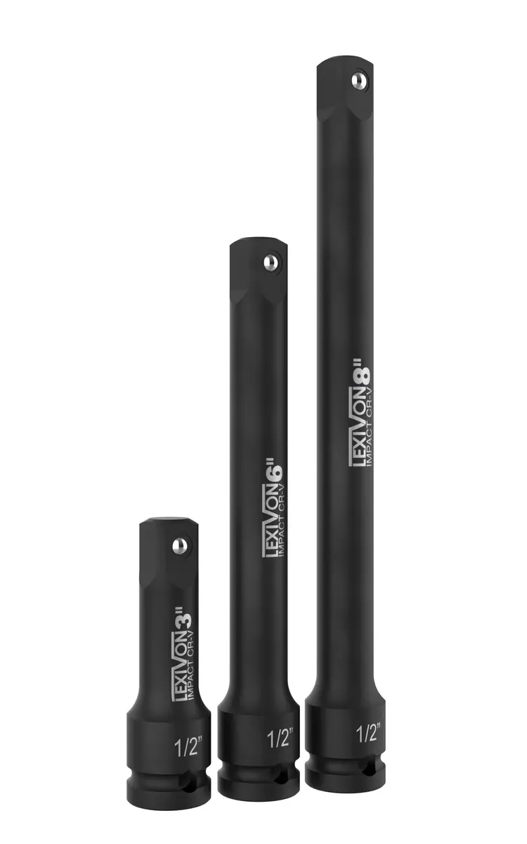 LEXIVON 1/2" Drive Impact Driver Extension Bar Set 3-Piece 3" 6" & 8" Long | Hardened Chrome Vanadium Steel - view 4