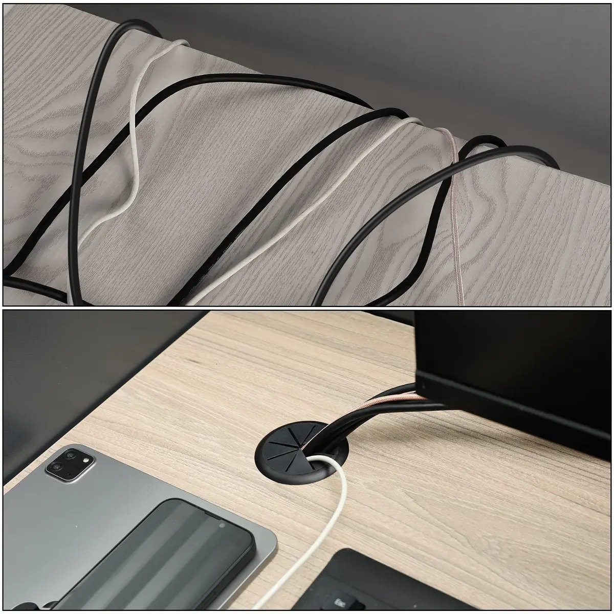 HYCC 2 Inch Desk Grommet Black | Flexible Cable Management Cover for Office & Home - view 6