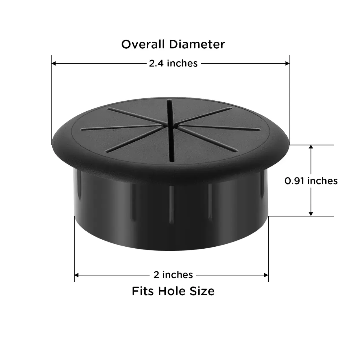 HYCC 2 Inch Black Flexible Desk Grommet | Manage Cables Through Desk Holes - view 4
