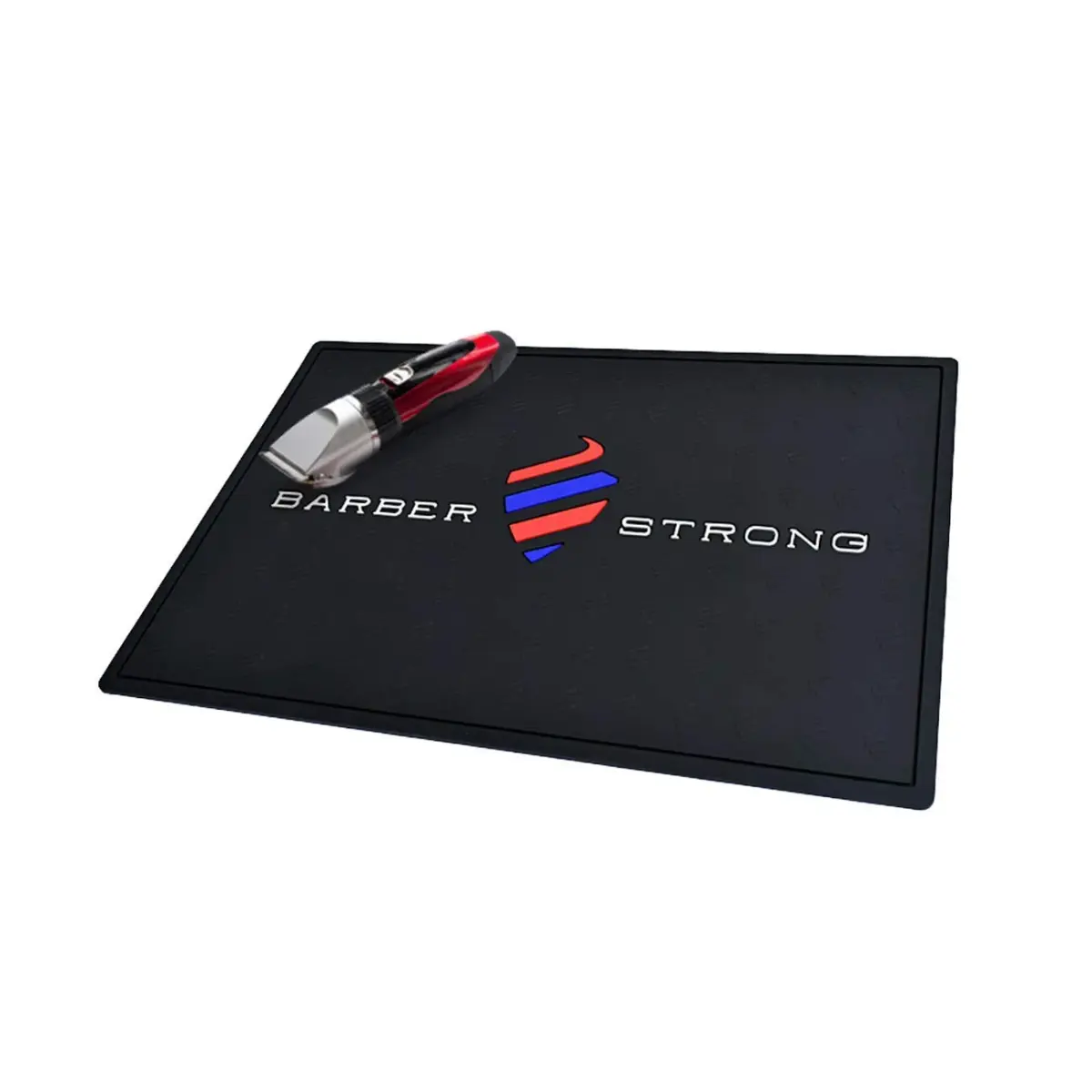 Barber Strong The Barber Mat 19" x 13" Black | Non-Slip Countertop Workstation Mat for Clippers & Hair Cutting Tools - view 2