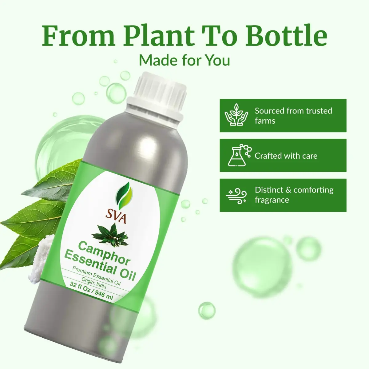 SVA ORGANICS Camphor Essential Oil, 32 Fl Oz (946 ml) - Large Bottle - view 4
