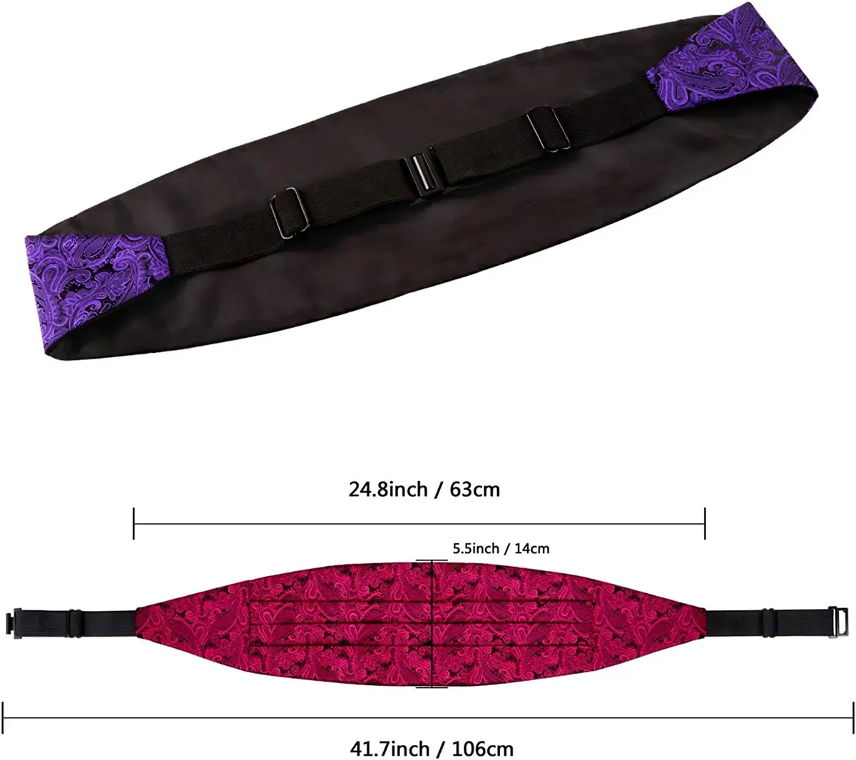 Alizeal Mens Paisley UNTIED Bow Tie Hanky Set, Dark Purple | Classic Formal Accessory - view 5
