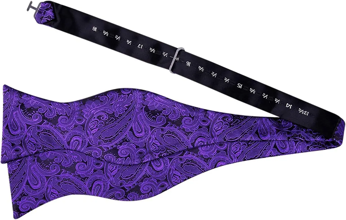 Alizeal Mens Paisley UNTIED Bow Tie Hanky Set, Dark Purple | Classic Formal Accessory - view 3