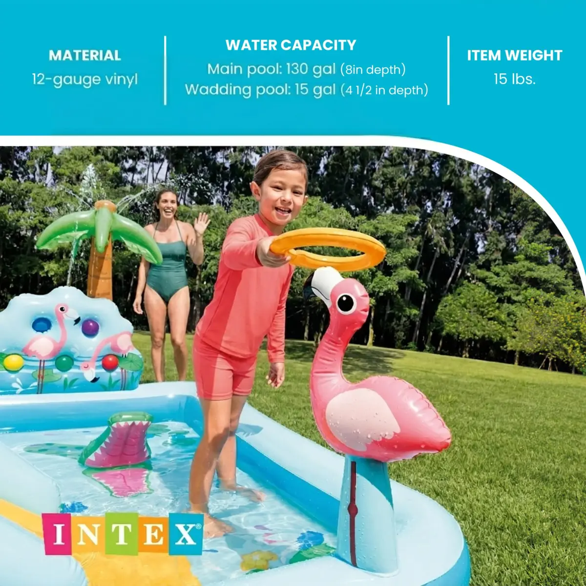 Intex Jungle Adventure Inflatable Water Slide Park & Kiddie Swimming Pool | Ages 2+ | 2 Pools, 130 Gallon Capacity - view 4