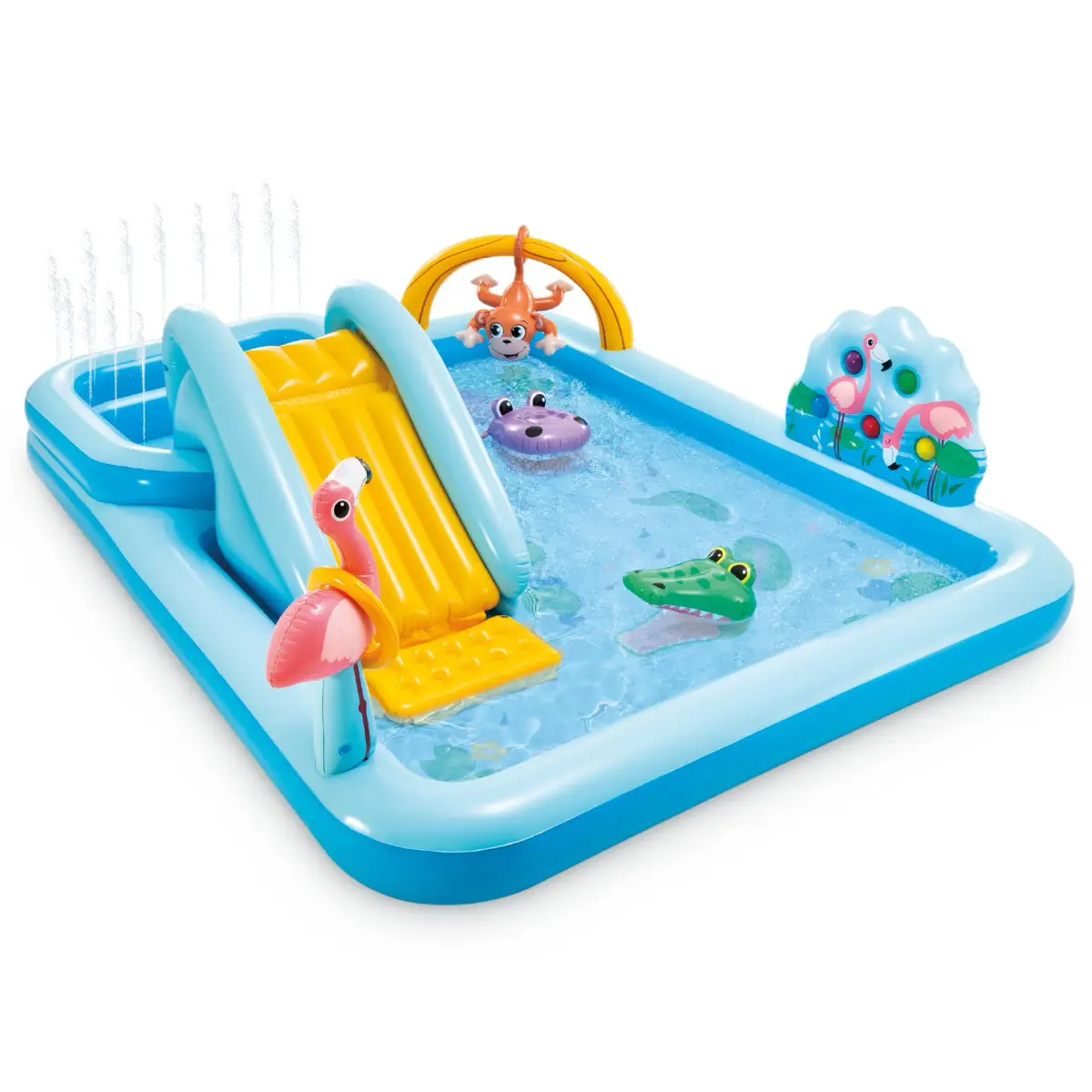 Intex Jungle Adventure Inflatable Water Slide Park & Kiddie Swimming Pool | Ages 2+ | 2 Pools, 130 Gallon Capacity - main product image