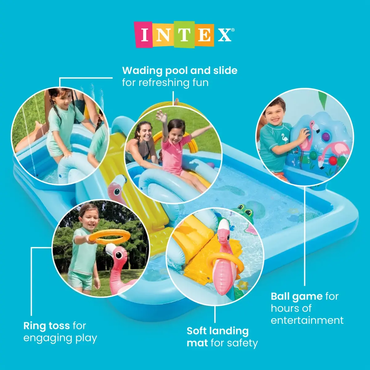 Intex Jungle Adventure Inflatable Water Slide Park & Kiddie Swimming Pool | Ages 2+ | 2 Pools, 130 Gallon Capacity - view 3