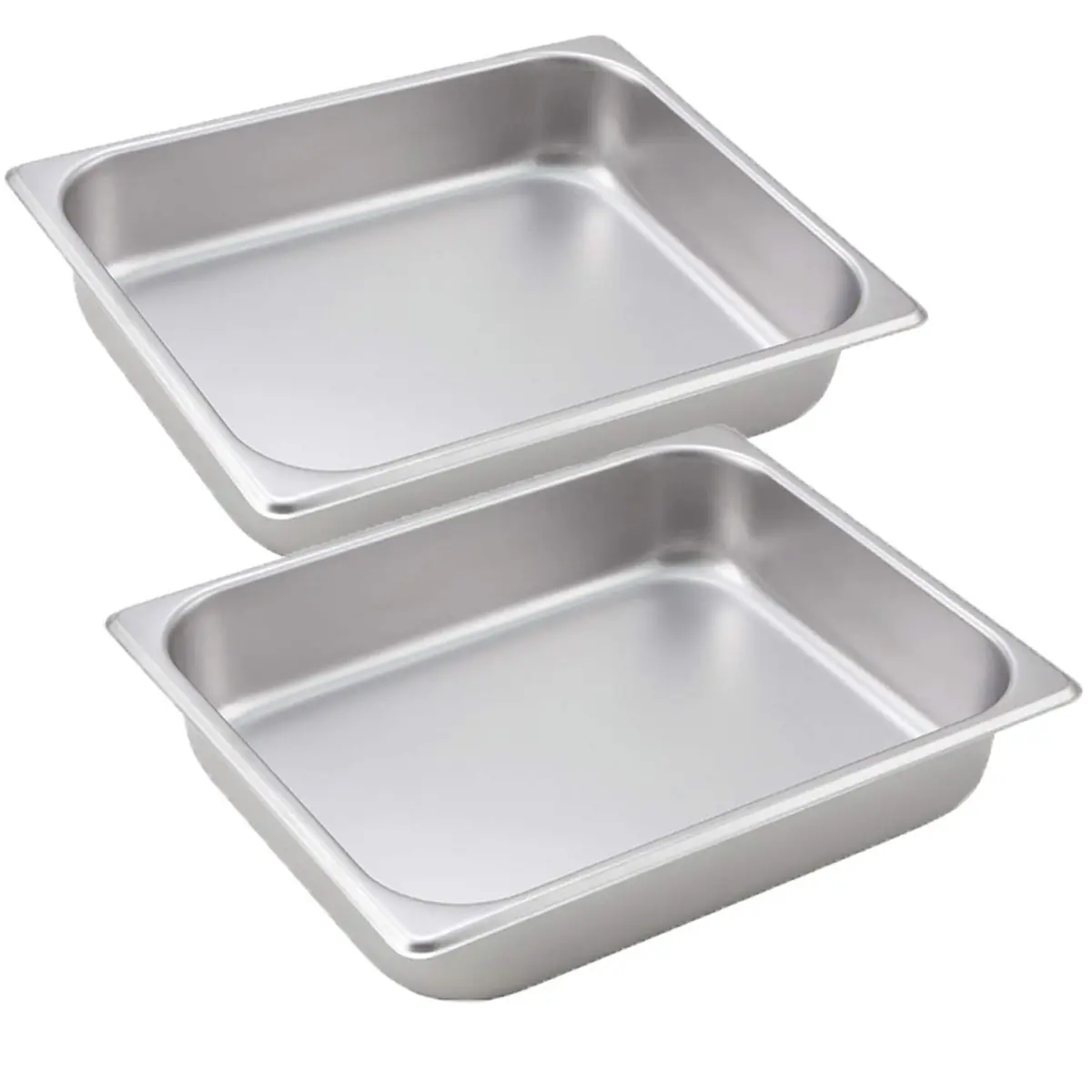 Tiger Chef 2-Pack 2.5-inch Deep Stainless Steel Chafer Pans | Commercial Grade NSF Certified - main product image