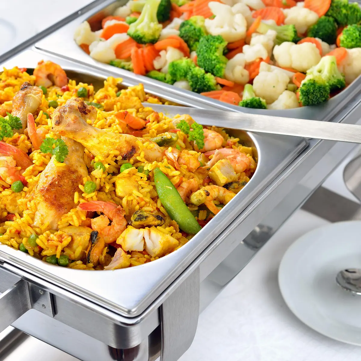 Tiger Chef 2-Pack 2.5-inch Deep Stainless Steel Chafer Pans | Commercial Grade NSF Certified - view 3