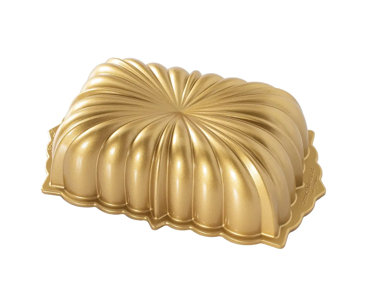 Nordic Ware Classic Fluted Loaf Pan, 6 Cup, Gold | Durable Cast Aluminum with Nonstick Finish - main product image