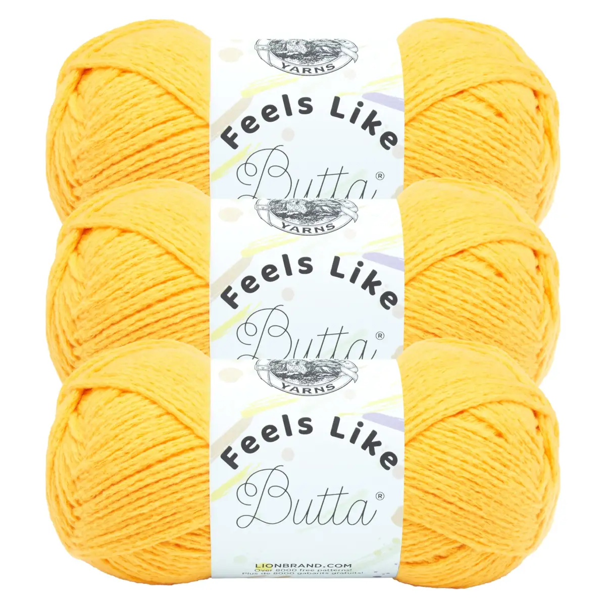 Lion Brand Feels Like Butta Crochet & Knitting Yarn - Yellow, 3 Pack (300g Total) - main product image