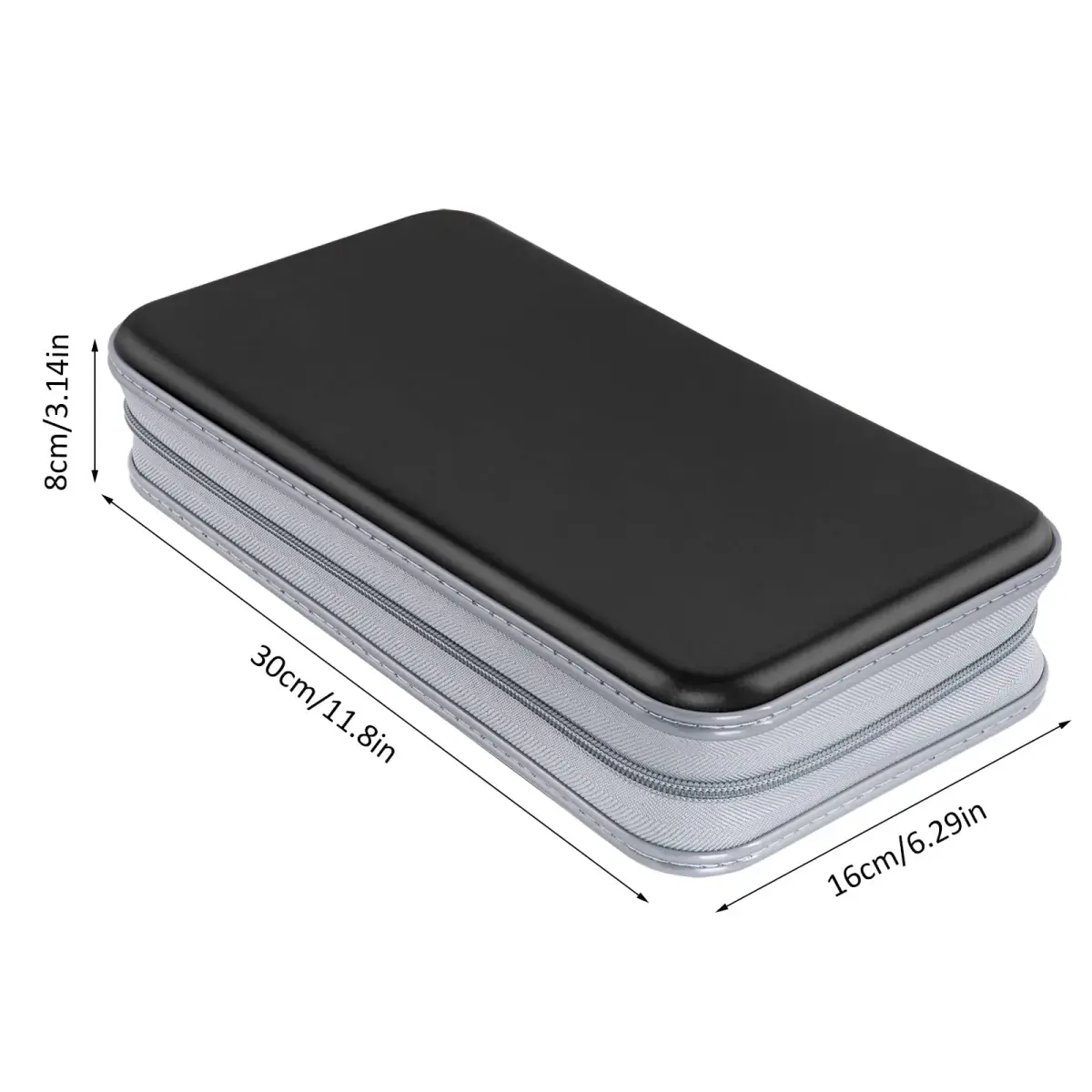 Siveit 80 Capacity CD Case | Black Hard Plastic DVD Wallet Holder with Zipper - view 5
