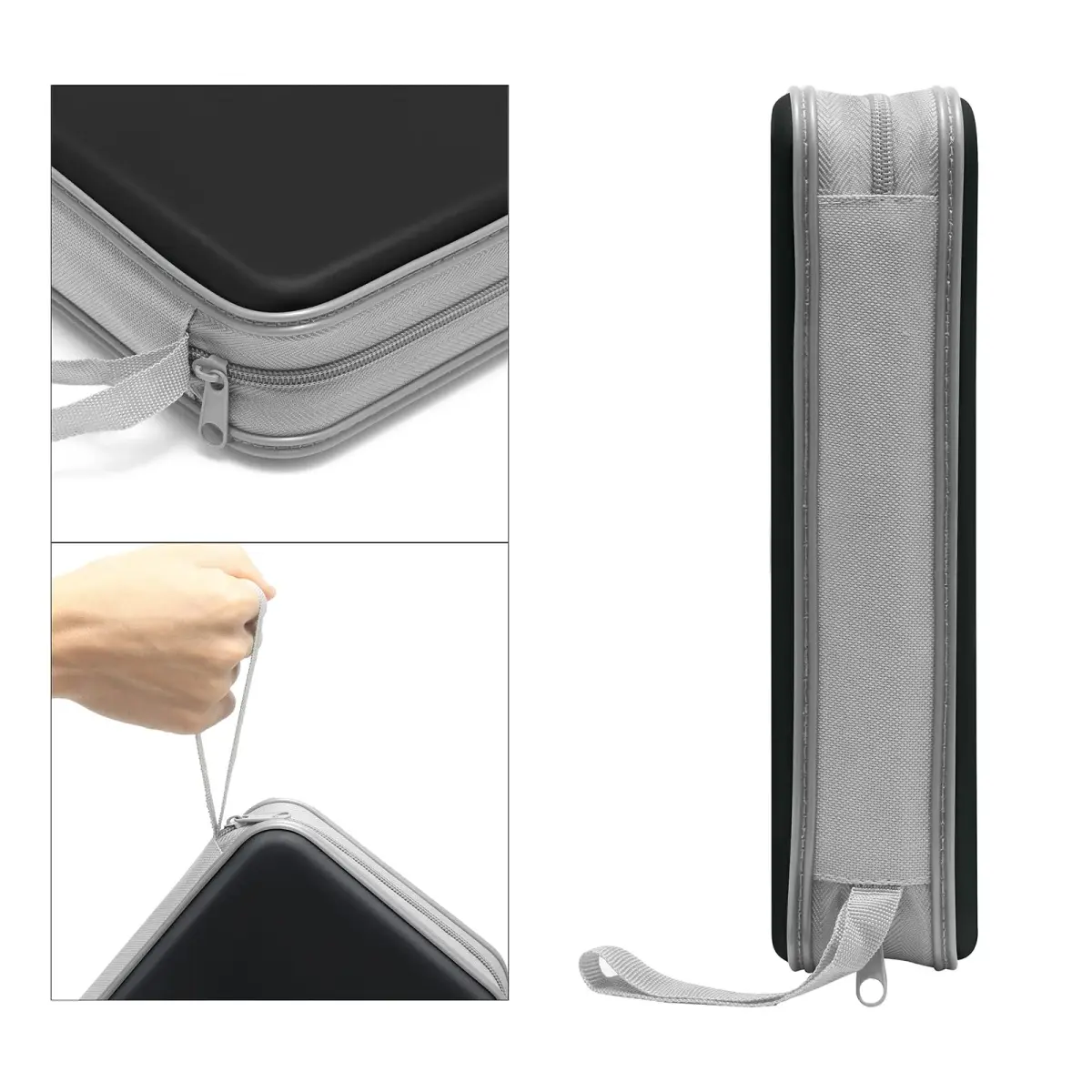 Siveit 80 Capacity CD Case | Black Hard Plastic DVD Wallet Holder with Zipper - view 3