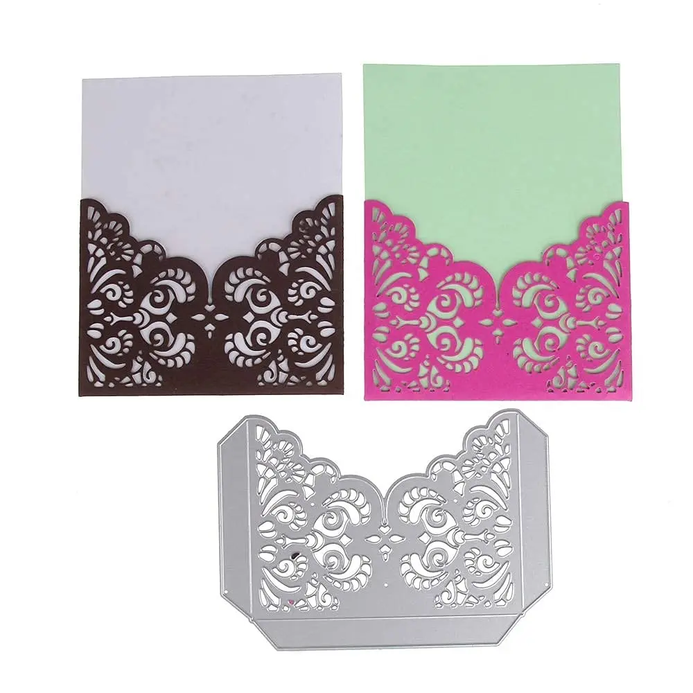 DIY Scrapbooking Artist Flourish Lace Pocket Cutting Dies 145x103mm | Creative Paper Craft Tool - main product image