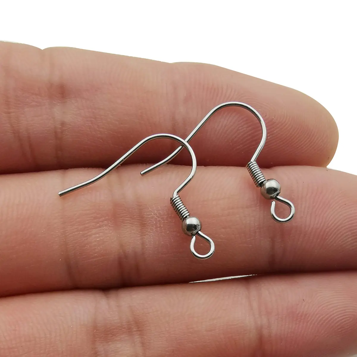 WOCRAFT 200pcs Stainless Steel Ball and Coil Earring Hooks Findings | 19mm (0.75 inch) - view 2