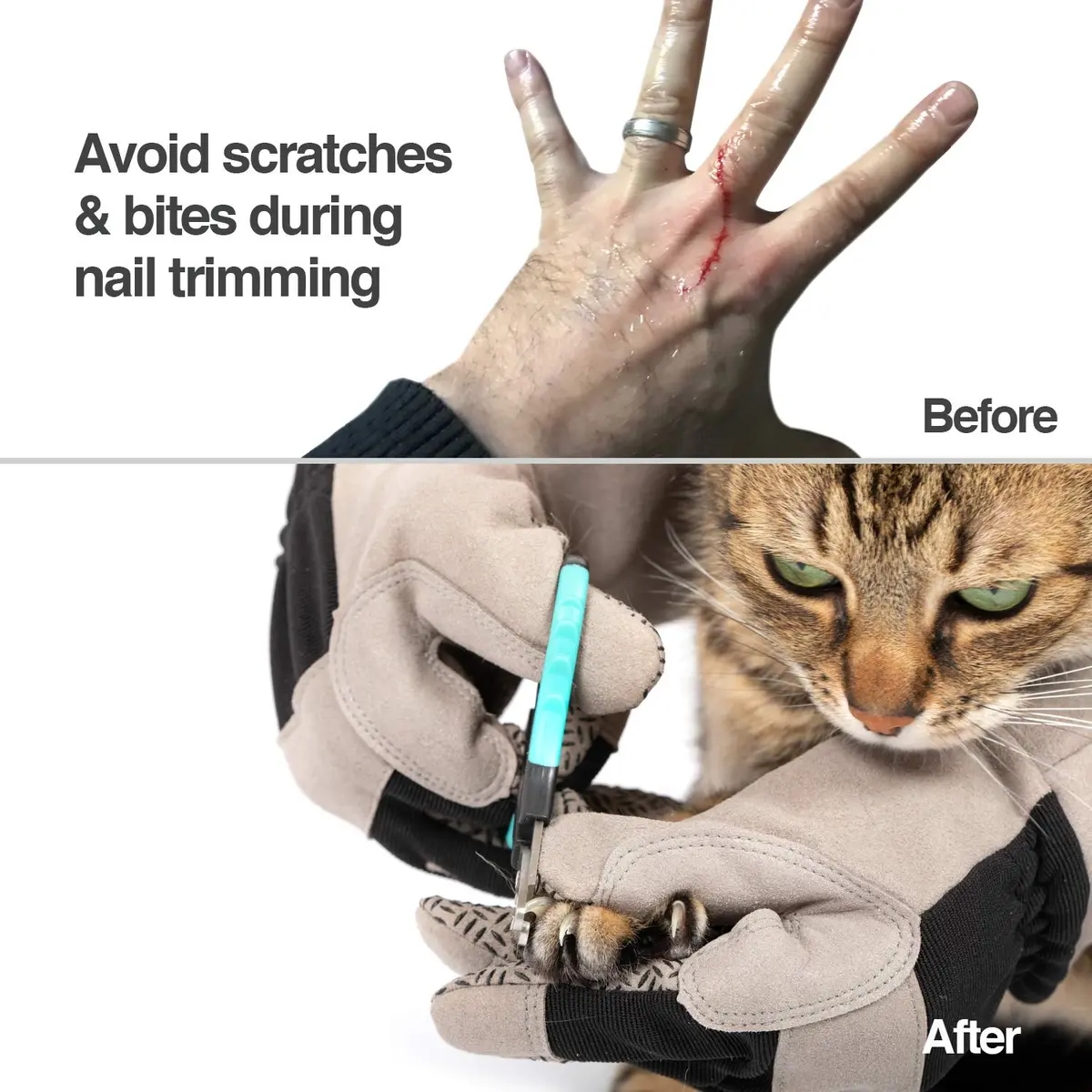 PetFusion Pet Grooming Gloves, Hair Removal & Bathing, Scratch Resistant | Water-Resistant, Reusable, Silicone - view 3