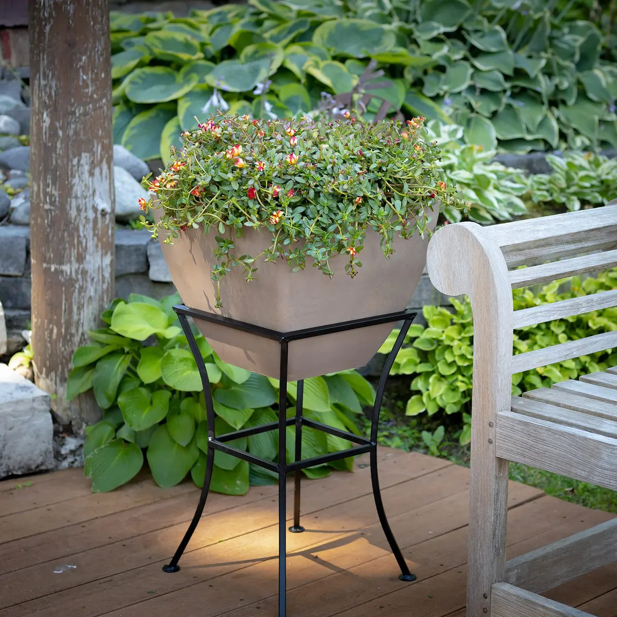 RTS Home Accents 20" Square Garden Planter for Indoor or Outdoor Gardening, Oak - Durable, Weather-Resistant Planter for Contemporary Spaces - view 6