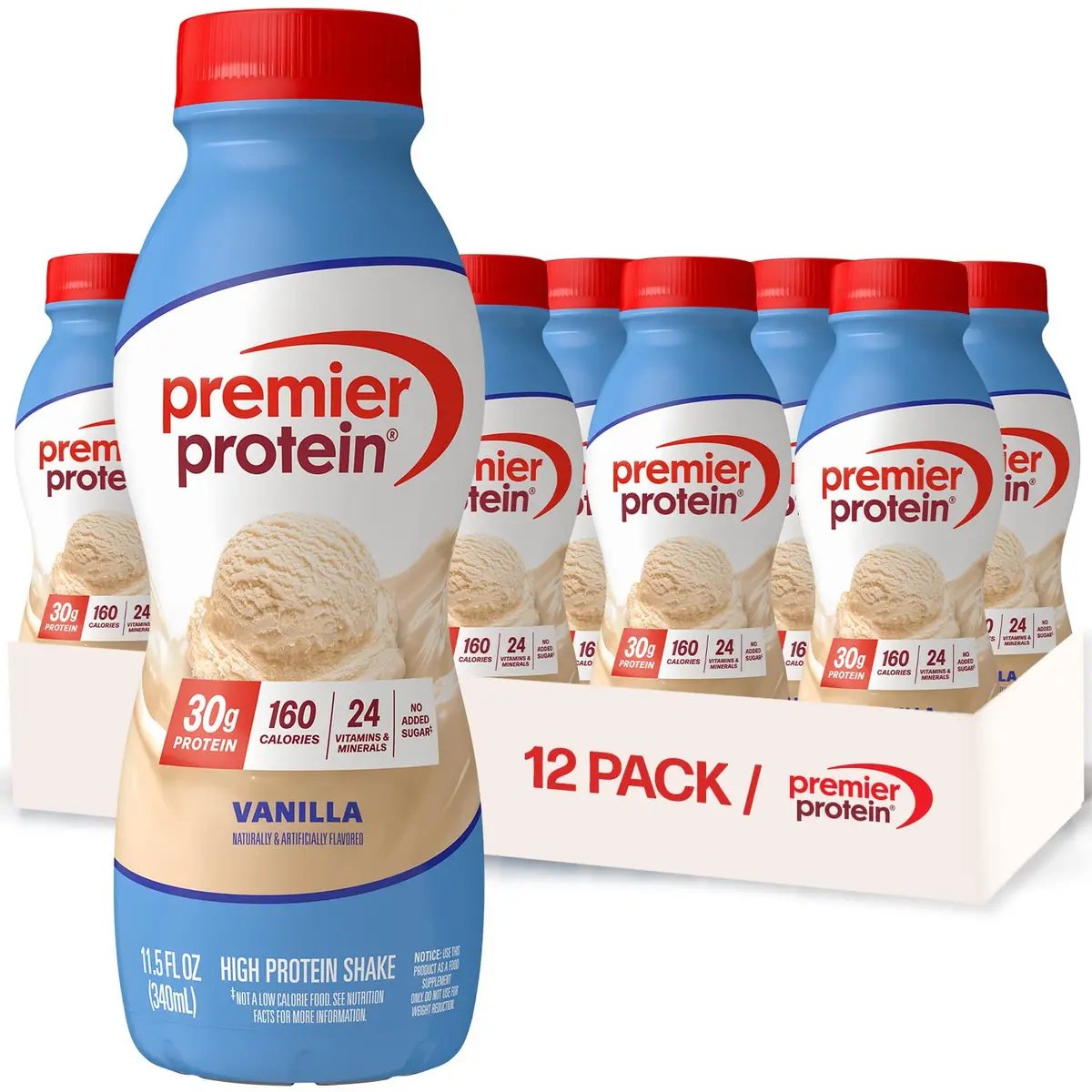 Premier Protein Vanilla 30g Protein Shake 11.5 Fl Oz (138 Fl Oz Total) | High Protein, Low Sugar, Gluten-Free - main product image