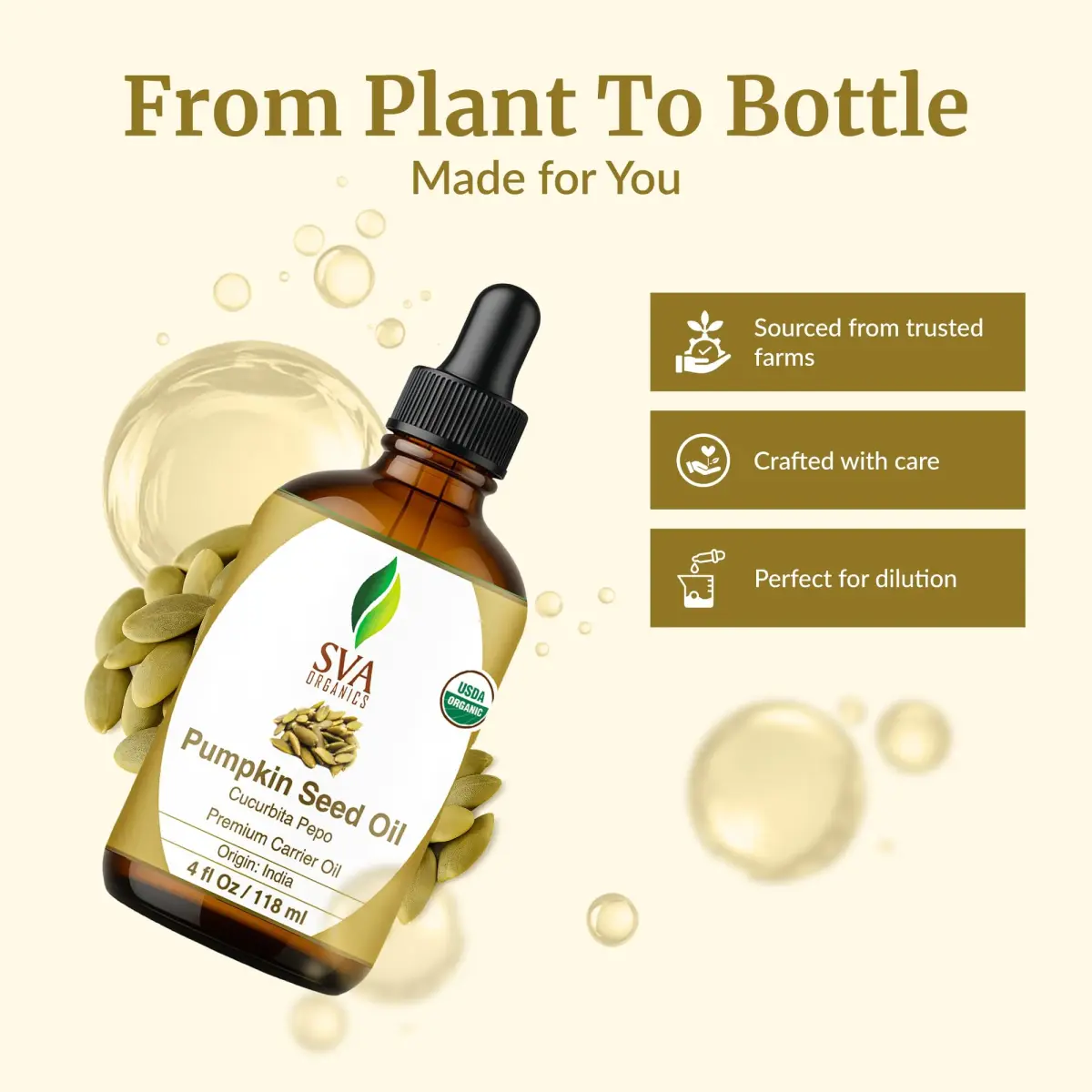 SVA Organics Pumpkin Seed Oil 4 Fl Oz (118 ml) - Pure, Cold-Pressed Carrier Oil - view 4