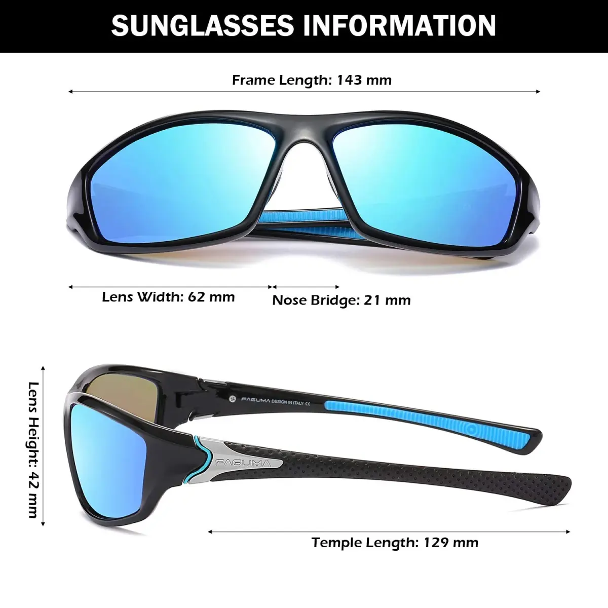 FAGUMA Sports Polarized Sunglasses For Men UV400 Protection | 62mm (2.44in) Lens Width - view 4