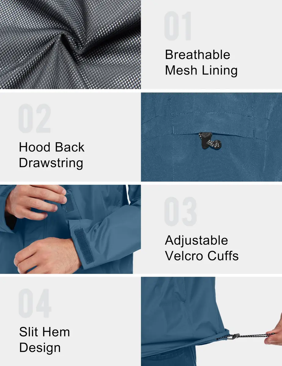 Little Donkey Andy Men's Waterproof Rain Jacket XL | Breathable, Windproof & Lightweight - view 6