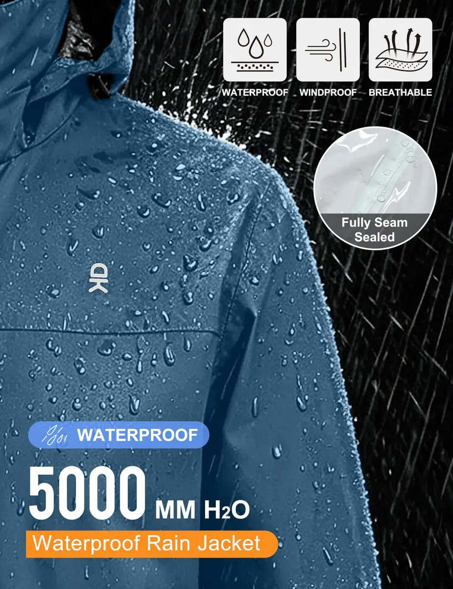 Little Donkey Andy Men's Waterproof Rain Jacket XL | Breathable, Windproof & Lightweight - view 3