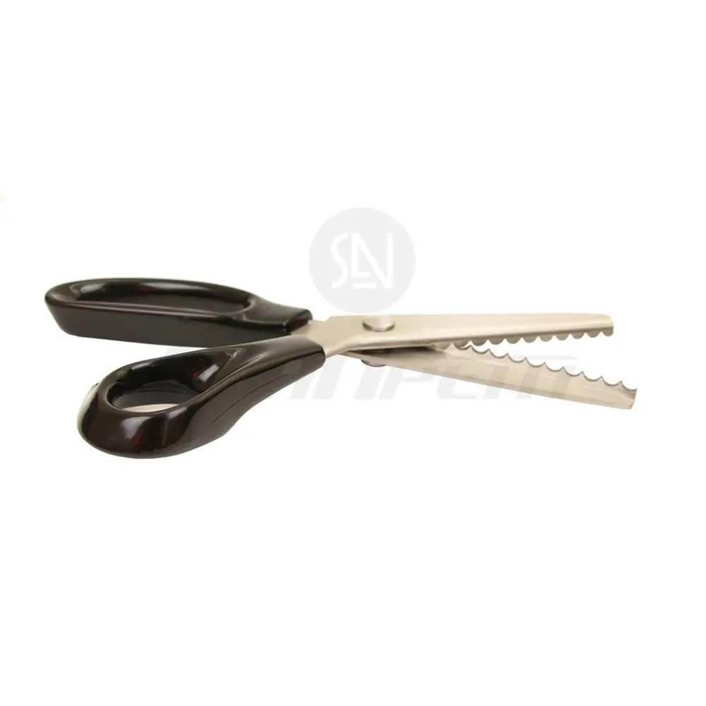 Price Xes Fabric Pinking Shears - Serrated Stainless Steel Handled Professional Black Scissors for Leather, Tailoring, Paper Crafts - Scalloped 5mm | Precise Zigzag Edges - main product image