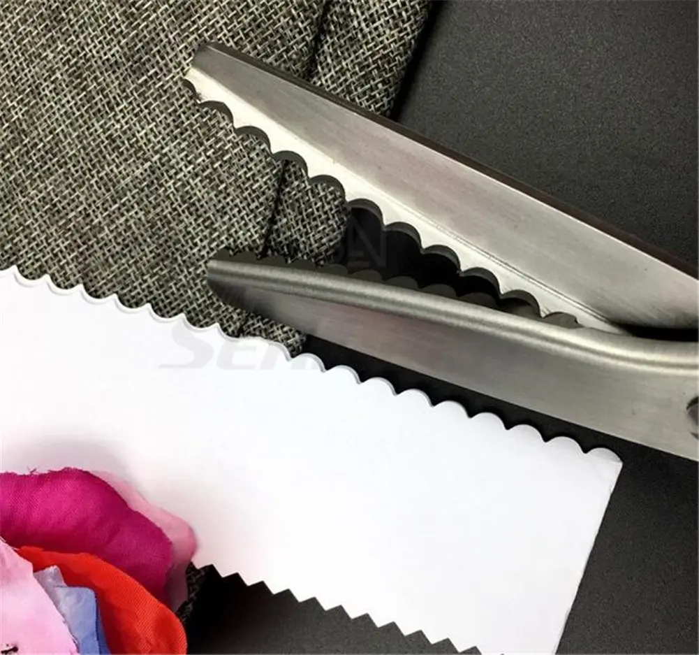 Price Xes Fabric Pinking Shears - Serrated Stainless Steel Handled Professional Black Scissors for Leather, Tailoring, Paper Crafts - Scalloped 5mm | Precise Zigzag Edges - view 5