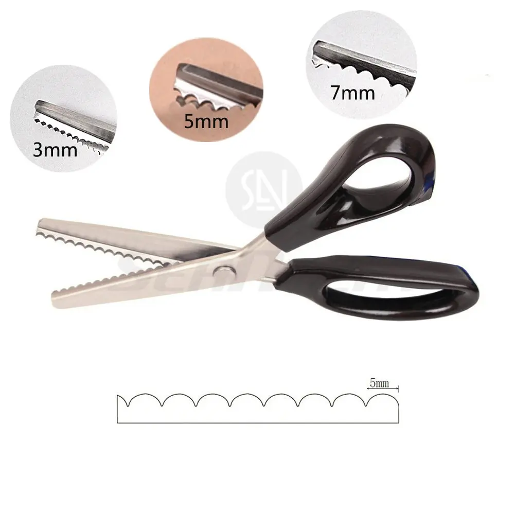 Price Xes Fabric Pinking Shears - Serrated Stainless Steel Handled Professional Black Scissors for Leather, Tailoring, Paper Crafts - Scalloped 5mm | Precise Zigzag Edges - view 6