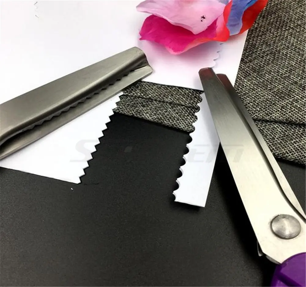 Price Xes Fabric Pinking Shears - Serrated Stainless Steel Handled Professional Black Scissors for Leather, Tailoring, Paper Crafts - Scalloped 5mm | Precise Zigzag Edges - view 3
