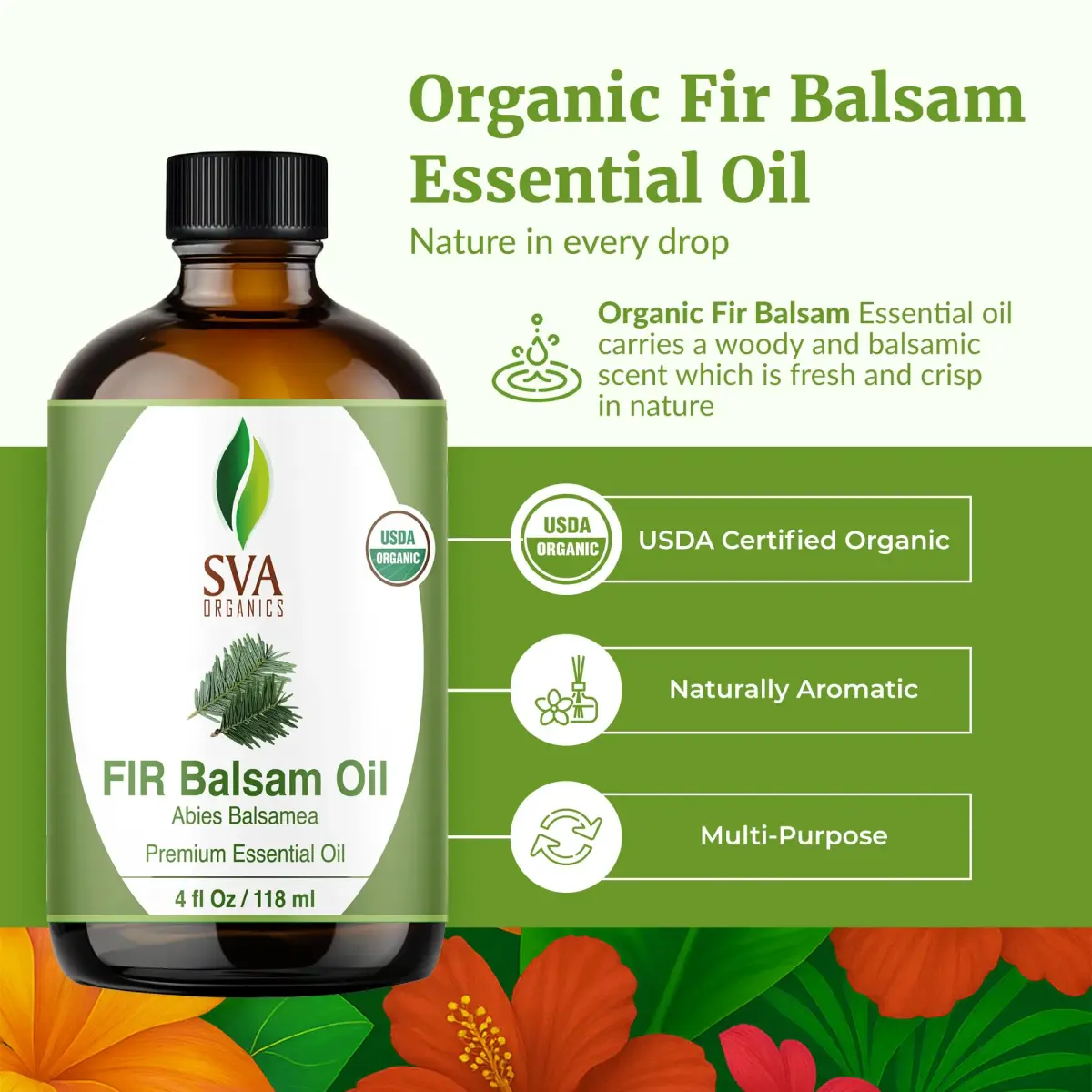 SVA ORGANICS Fir Balsam Essential Oil - 4 Fl Oz (118 mL) - Pure & Natural Aroma - view 2