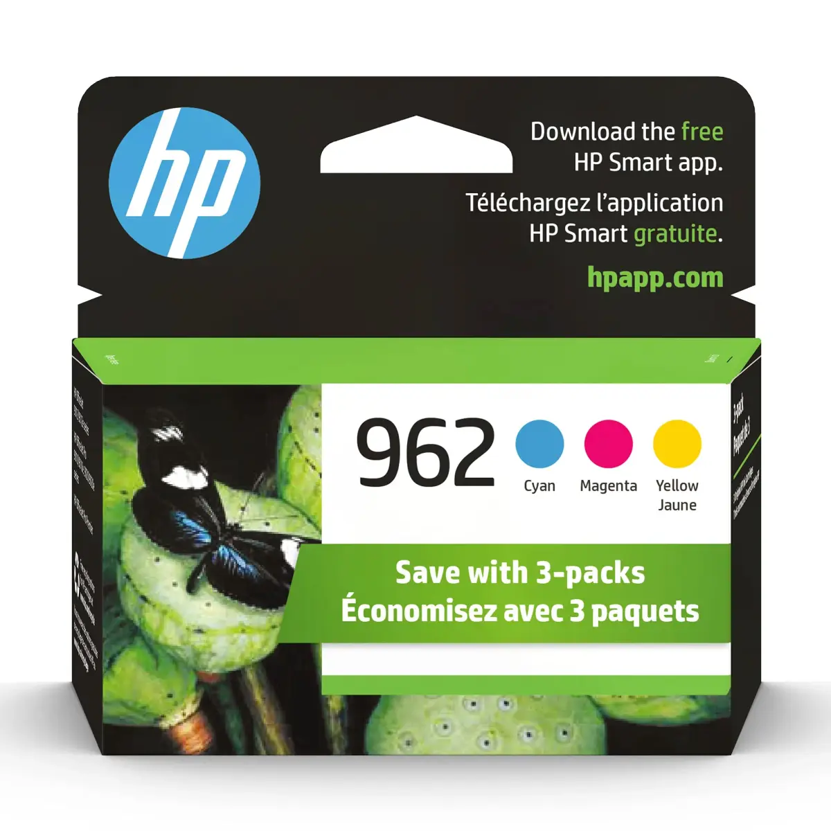 HP 962 Cyan, Magenta, Yellow Ink Cartridges | 700 Pages Per Color | Compatible with OfficeJet 9010, 9020 Series - main product image