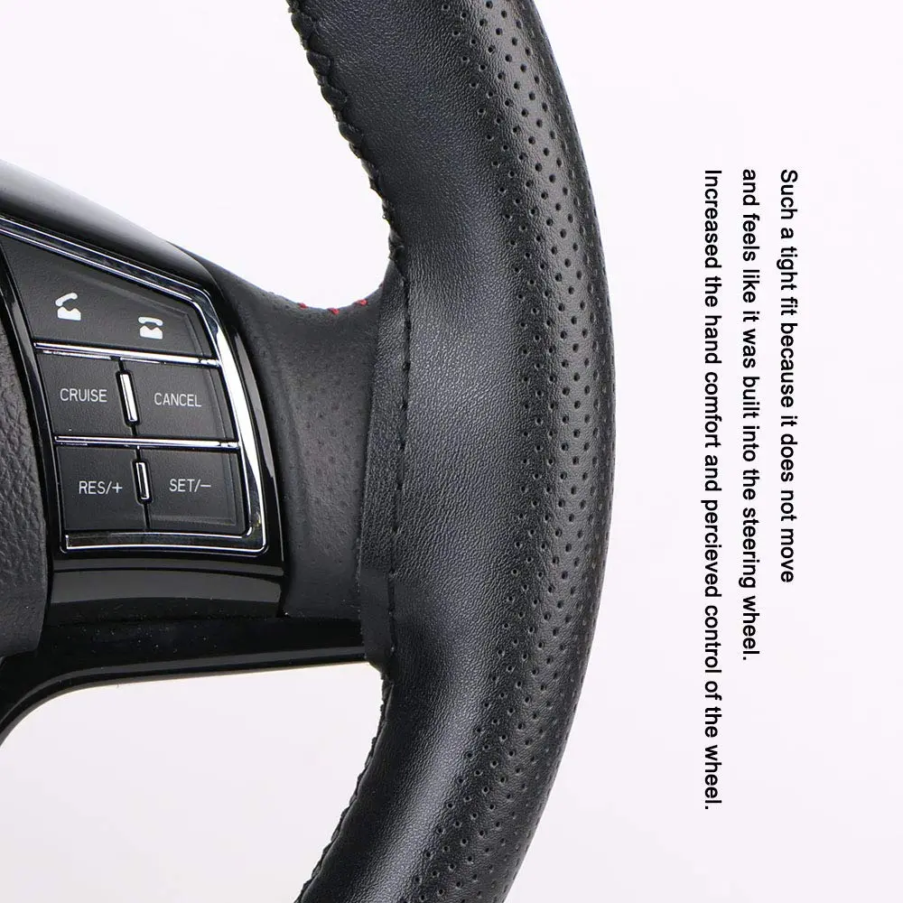 O SHI CAR Genuine Leather Steering Wheel Cover 15.5 Inch | Anti-slip, Large Fit for SUVs & Trucks - view 2