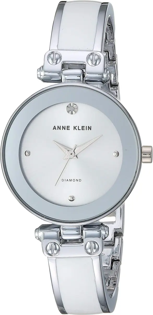 Anne Klein Women's Genuine Diamond Dial Bangle Watch | Silver-tone, 28mm, Quartz, Water-Resistant - main product image