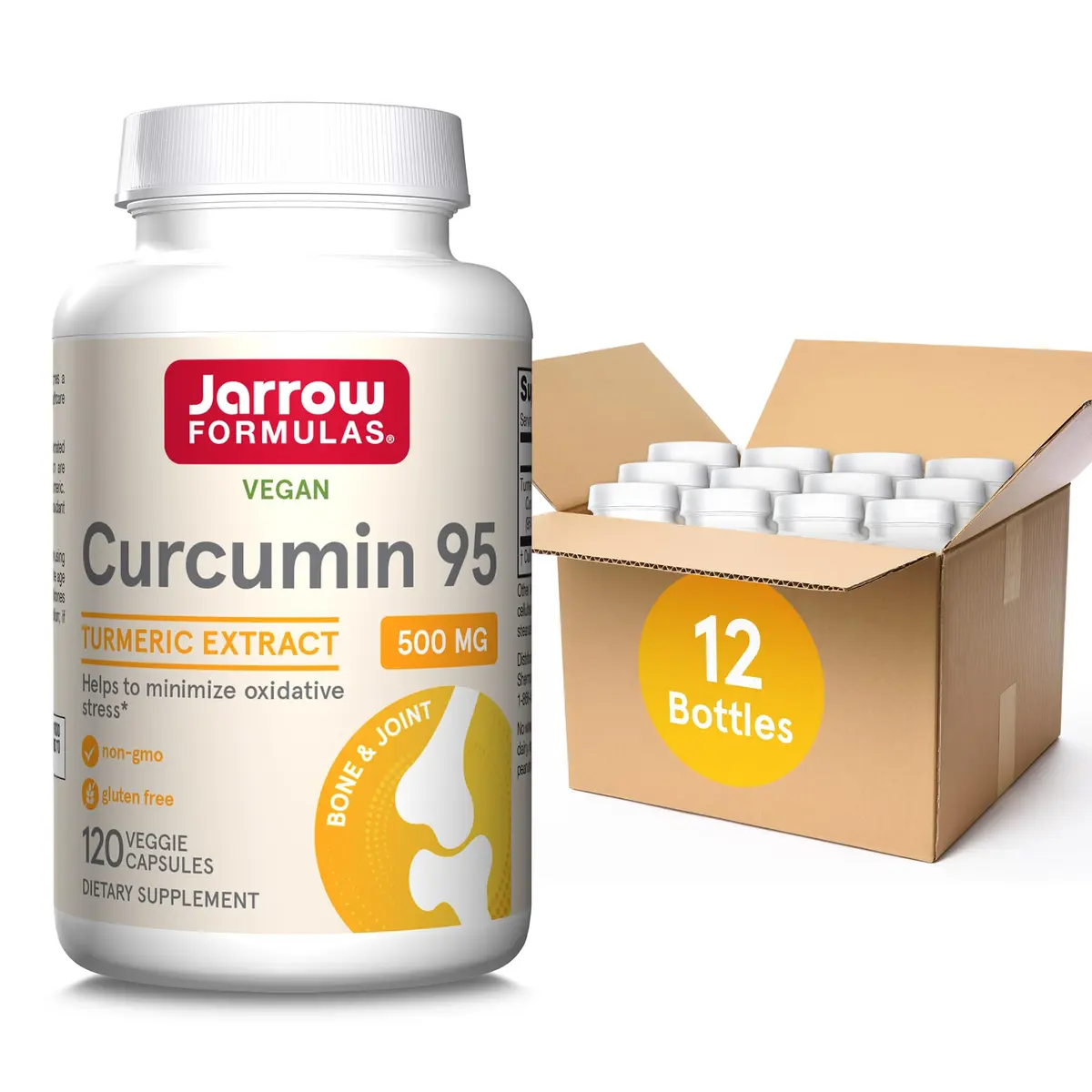 Jarrow Formulas Curcumin 95 500 mg Veggie Capsules | Turmeric Extract for Antioxidant & Joint Support (120 Count) - main product image
