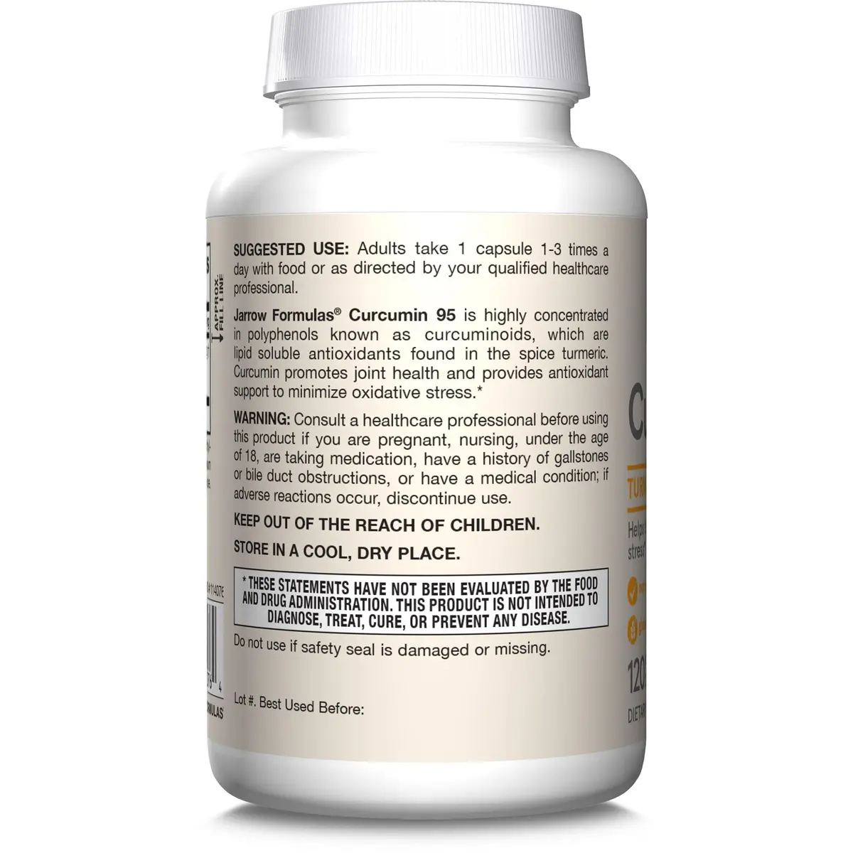 Jarrow Formulas Curcumin 95 500 mg Veggie Capsules | Turmeric Extract for Antioxidant & Joint Support (120 Count) - view 9