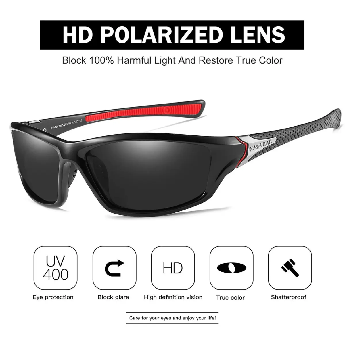 FAGUMA Sports Polarized Sunglasses For Men UV400 Protection | 62mm (2.44 in) Lens Width - view 3