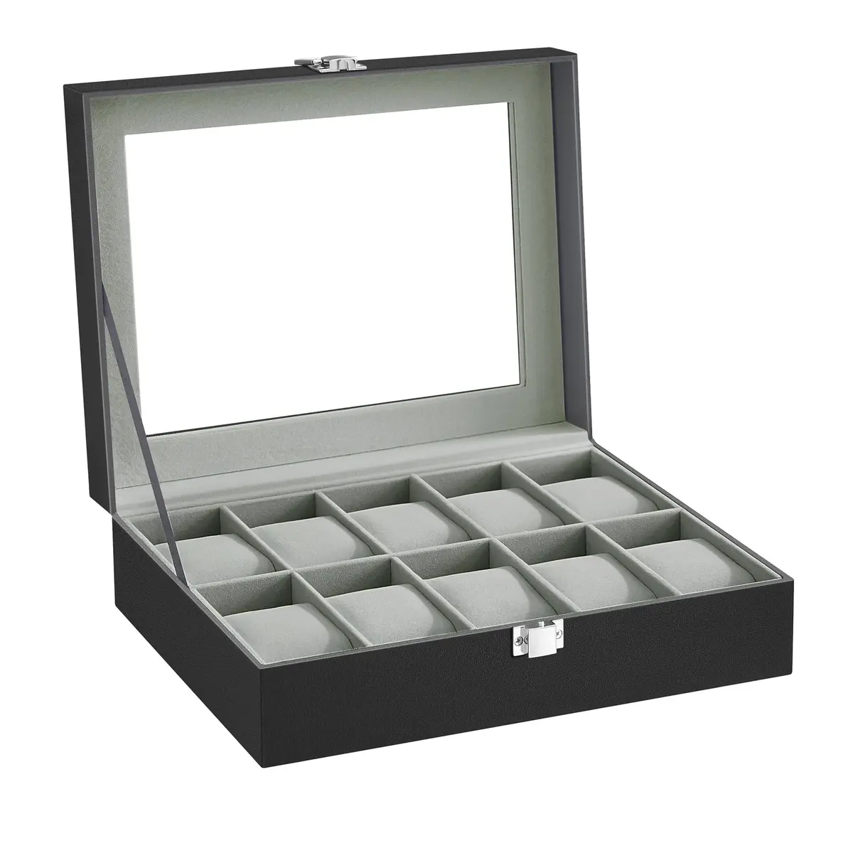 SONGMICS 10-Slot Watch Box Organizer with Glass Lid & Removable Pillows | 25.5cm (10") Wide - view 8