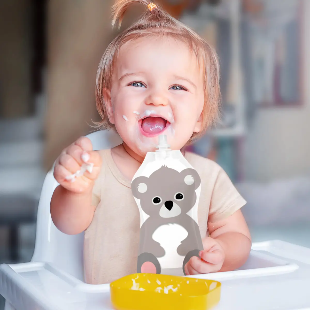Squooshi Reusable Baby Food Pouches, 12 Pack, 5oz | BPA-Free, Freezer Safe, Assorted Animals - view 7